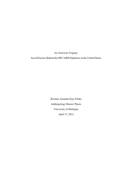 Social Factors Behind the HIV/AIDS Epidemic in the United States