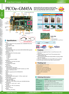 Single Board Computer / Half Size Specifications Features Packing List