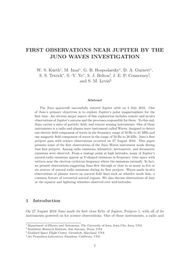 First Observations Near Jupiter by the Juno Waves Investigation