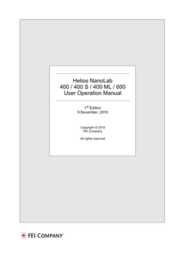 Helios Nanolab 400 / 400S / 400ML / 600 User Operation Manual