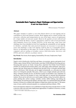 Sustainable Resin Tapping in Nepal: Challenges and Opportunities (A Case from Salyan District)