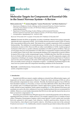 Molecular Targets for Components of Essential Oils in the Insect Nervous System—A Review