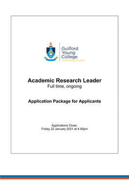 Academic Research Leader Full Time, Ongoing