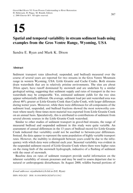 Spatial and Temporal Variability in Stream Sediment Loads Using Examples from the Gros Ventre Range, Wyoming, USA