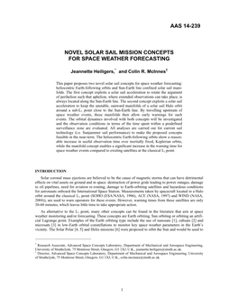 Novel Solar Sail Mission Concepts for Space Weather Forecasting