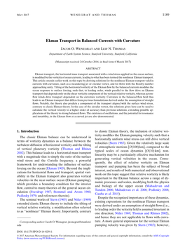 Ekman Transport in Balanced Currents with Curvature