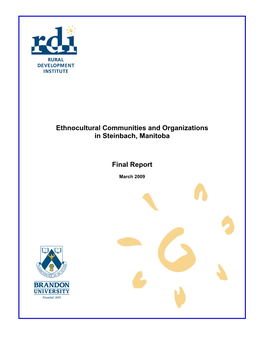 Ethnocultural Communities and Organizations in Steinbach, Manitoba