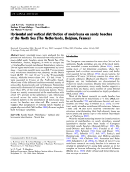 Horizontal and Vertical Distribution of Meiofauna on Sandy Beaches of the North Sea (The Netherlands, Belgium, France)