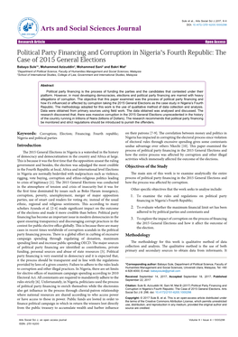 Political Party Financing and Corruption in Nigeria's Fourth