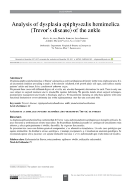 Analysis of Dysplasia Epiphysealis Hemimelica (Trevor's Disease) Of