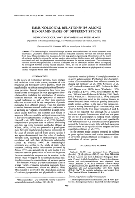 Immunological Relationships Among Hexosaminidases of Different Species