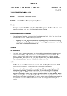 Public Toilet Plan 2008-2013