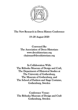 The New Research in Dress History Conference