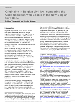 Originality in Belgian Civil Law: Comparing the Code Napoleon with Book 8 of the New Belgian Civil Code by Niels Vandezande and Jessica Schroers