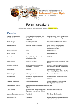 Forum Speakers