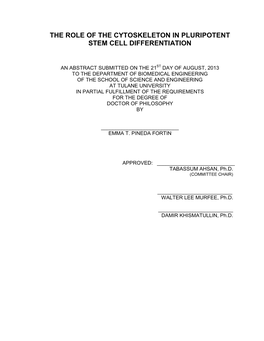 The Role of the Cytoskeleton in Pluripotent Stem Cell Differentiation