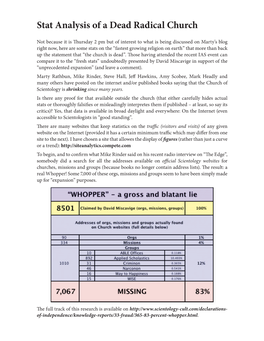 Stat Analysis of a Dead Radical Church