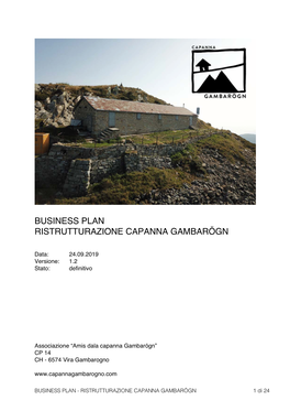 Business Plan Ristrutturazione Capanna Gambarögn