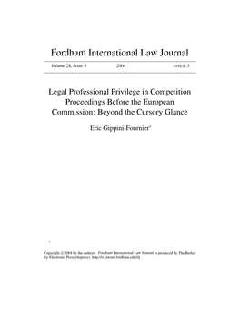 Legal Professional Privilege in Competition Proceedings Before the European Commission: Beyond the Cursory Glance