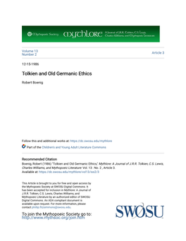 Tolkien and Old Germanic Ethics