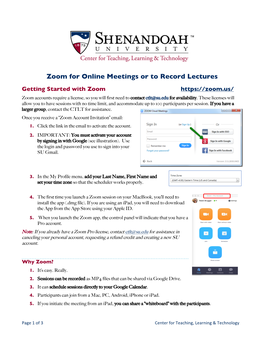 Zoom for Online Meetings Or to Record Lectures