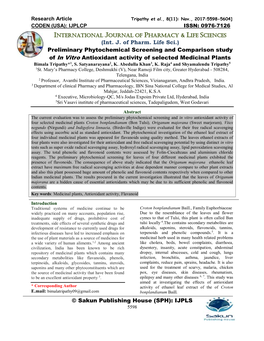 International Journal of Pharmacy & Life Sciences