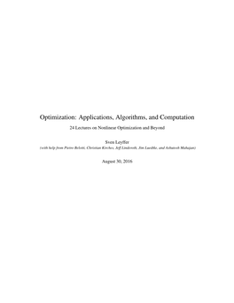 Optimization: Applications, Algorithms, and Computation
