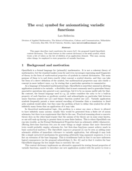 The Eval Symbol for Axiomatising Variadic Functions