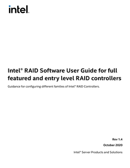 Intel® RAID Software User Guide for Full Featured and Entry Level RAID Controllers