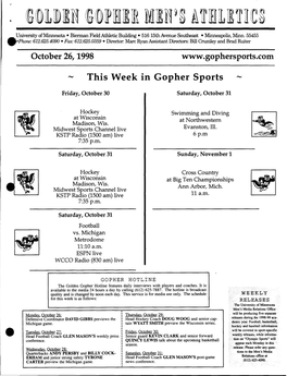 This Week in Gopher Sports