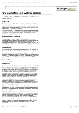 Oral Manifestations of Systemic Diseases: Overview, Gastrointestinal Diseases, Nutritional Disease 12/09/16, 11:27