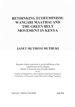 Wangari Maathai's Green Belt Movement