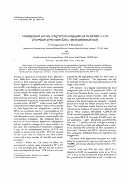 Antidepressant Activity of Hyperforin Conjugates of the St.John's Wort, Hypericum Perforatum Linn.: an Experimental Study