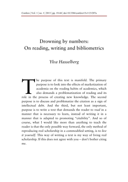Drowning by Numbers: on Reading, Writing and Bibliometrics