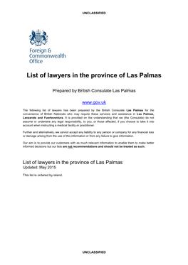 List of Lawyers in the Province of Las Palmas