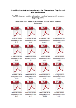 Local Residents C Submissions to the Birmingham City Council Electoral Review
