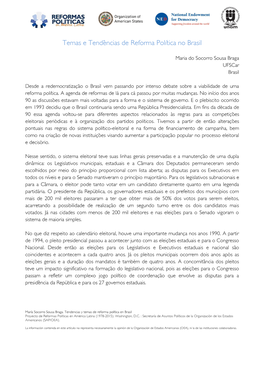 Temas E Tendências De Reforma Política No Brasil