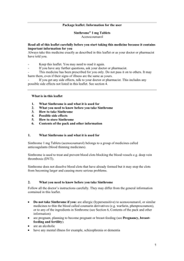 Package Leaflet: Information for the User Sinthrome® 1 Mg Tablets