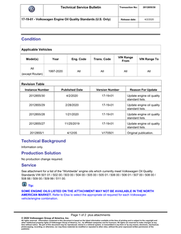 17-19-01 - Volkswagen Engine Oil Quality Standards (U.S