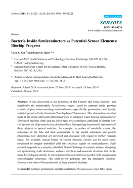 Bacteria Inside Semiconductors As Potential Sensor Elements: Biochip Progress