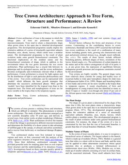 Tree Crown Architecture: Approach to Tree Form, Structure and Performance: a Review