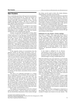 Star Clusters E NCYCLOPEDIA of a STRONOMY and a STROPHYSICS