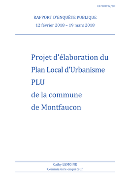 Projet D'élaboration Du Plan Local D'urbanisme PLU De La Commune