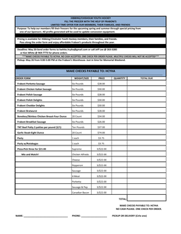 Fraboini's Price Sheet and Order Form