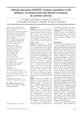 Altered Expression of RXFP1 Receptor Contributes to the Inefficacy of Relaxin-Based Anti-Fibrotic Treatments in Systemic Sclerosis C