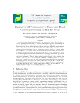 Ranking Variable Combinations to Characterize Breast Cancer Subtypes Using the IBIF-RF Metric