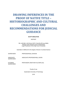 Drawing Inferences in the Proof of Native Title – Historiographic and Cultural Challenges and Recommendations for Judicial Guidance
