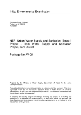 35173-015: Urban Water Supply and Sanitation (Sector) Project