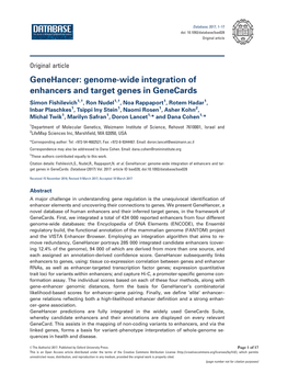 Genehancer: Genome-Wide Integration of Enhancers and Target