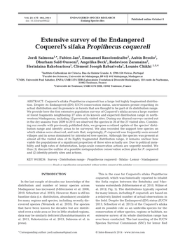 Extensive Survey of the Endangered Coquerel's Sifaka Propithecus